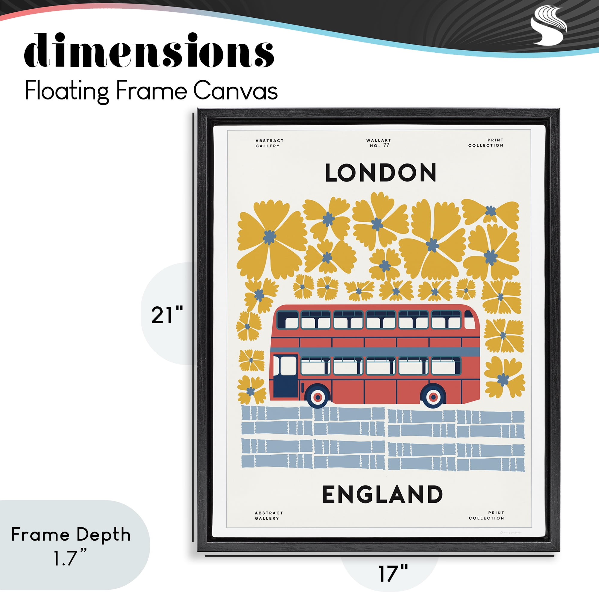 Stupell Industries Groovy London Bus Black Framed Floater Canvas Wall Art, design by Omar Escalante