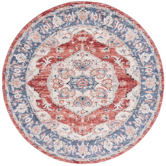 SAFAVIEH Luna Dania Oriental Area Rug, Beige/Blue Rust, 6'7" x 6'7" Round