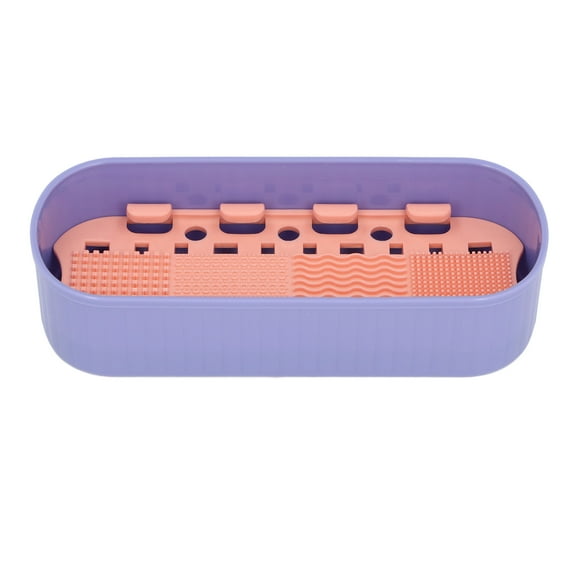 CAJA de Alfombrilla Limpiadora de Brochas de Maquilla de Silicona 3 en 1, Organizador de Herramientas de Limpieza de Brochas Cosmético con 8 Cepillos para Limpieza,