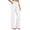 White, variant on Women's Cotton Linen High Waist Pants, Casual Straight Leg Trousers with Pockets and Button Front, Elastic Waist Relaxed Wide Leg Pants for Travel, Date and Daily Wear Beige L