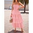 thumbnail image 5 of Women'S Summer Boho Strapless Maxi Dress Casual Sleeveless Off Shoulder Beach Long Sundress Pink XL, 5 of 9
