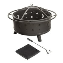 Pure Garden 32-Inch Outdoor Wood Burning Fire Pit with PVC Cover (Black)