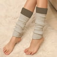 thumbnail image 5 of Yuanlong Womens Socks Color Blocked Warmer Leg Ribbed Knitted Mid Calf Socks Fall Winter Comfort Stretchy Long Stockings, 5 of 6