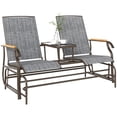 thumbnail image 1 of Outsunny Causeuse-Banc à Bascule d'Extérieur, Chaise Balançoire pour 2 Personnes avec Table, 1 of 10
