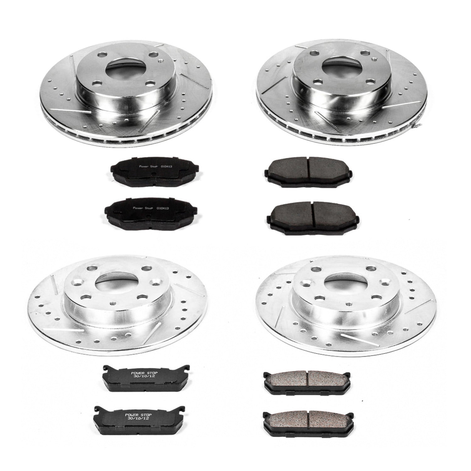 Power Stop Front and Rear Ceramic Brake Pad and Drilled & Slotted Rotor Kit K718