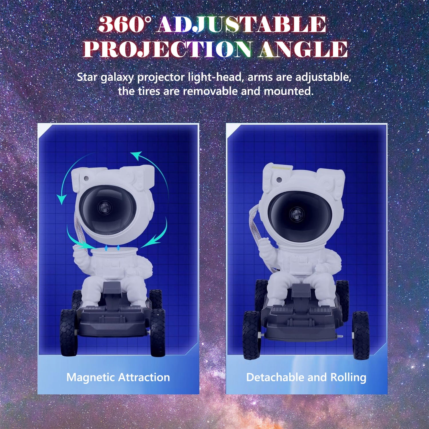 Astronaut Galaxy Projector, 8 HD Nebula Effects Night Light with Timer Remote Control Star Projector for Kids Room Decor