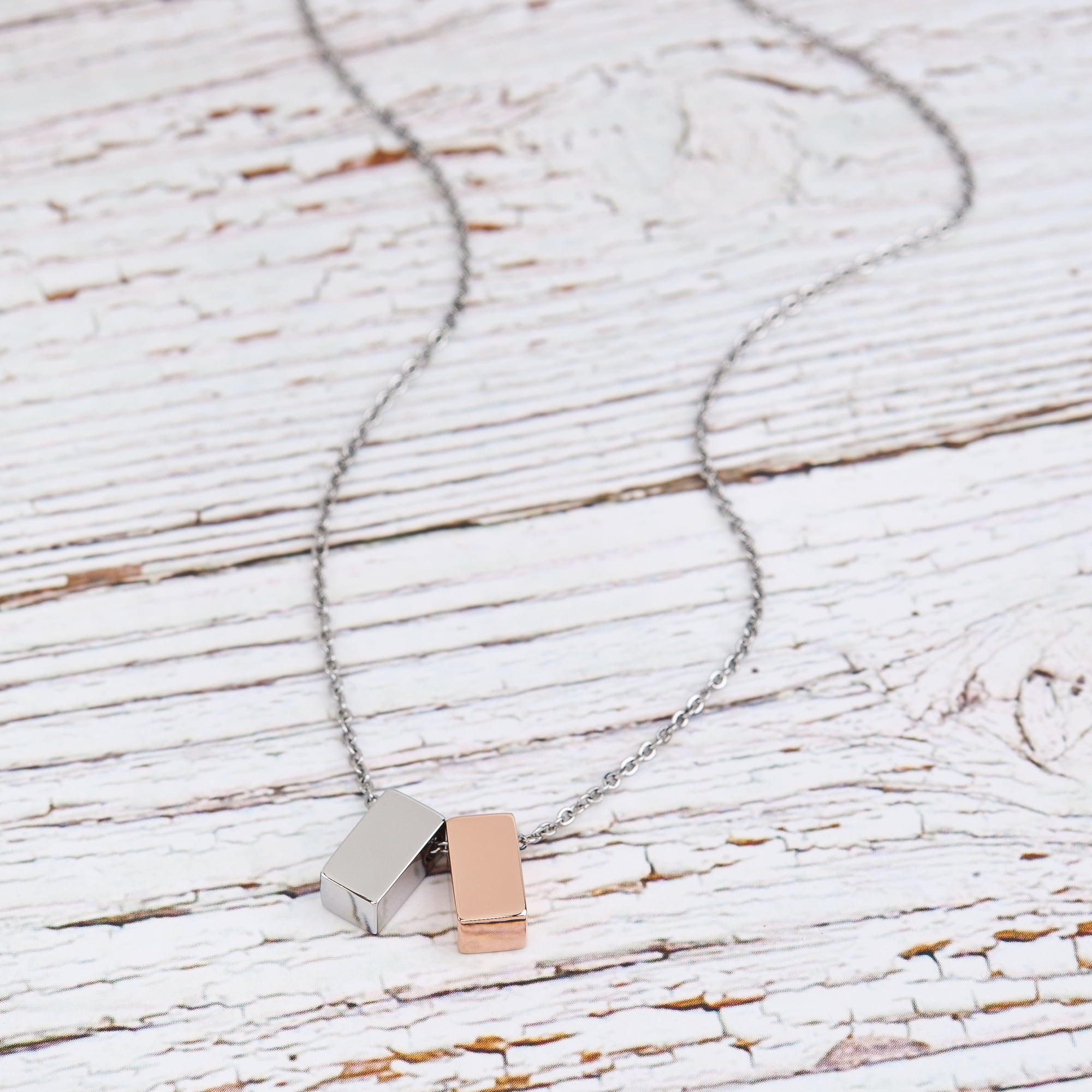 To My Precious Girlfriend Valentines Day Card and Necklace - Jewelry Gift Set - Gift for Mom - Gift for Girlfriend - Silver-Rose Gold Cube Necklace - Motivational Card - Ships Next Day!