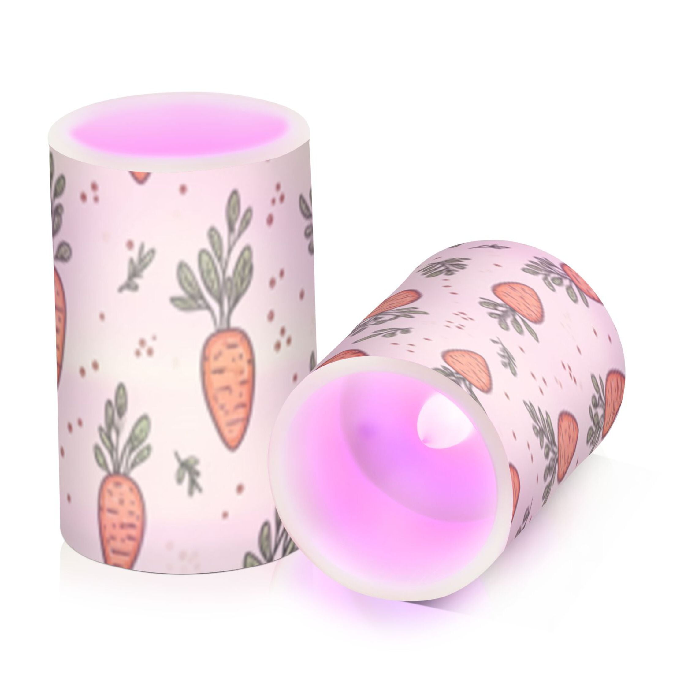 Cute Carrot Pattern Flickering Flameless Candles Battery Operated with Remote Timer LED Pillar Candles Set of 2