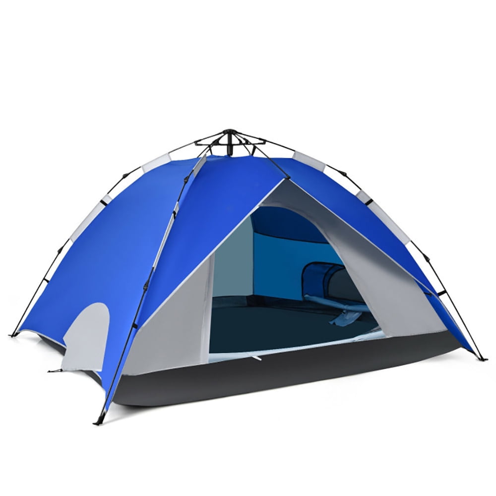 Aimee Lii 2-in-1 4 Person Instant Pop-up Waterproof Camping Tent, Easy Set Up Camping Tents Shelter, Blue