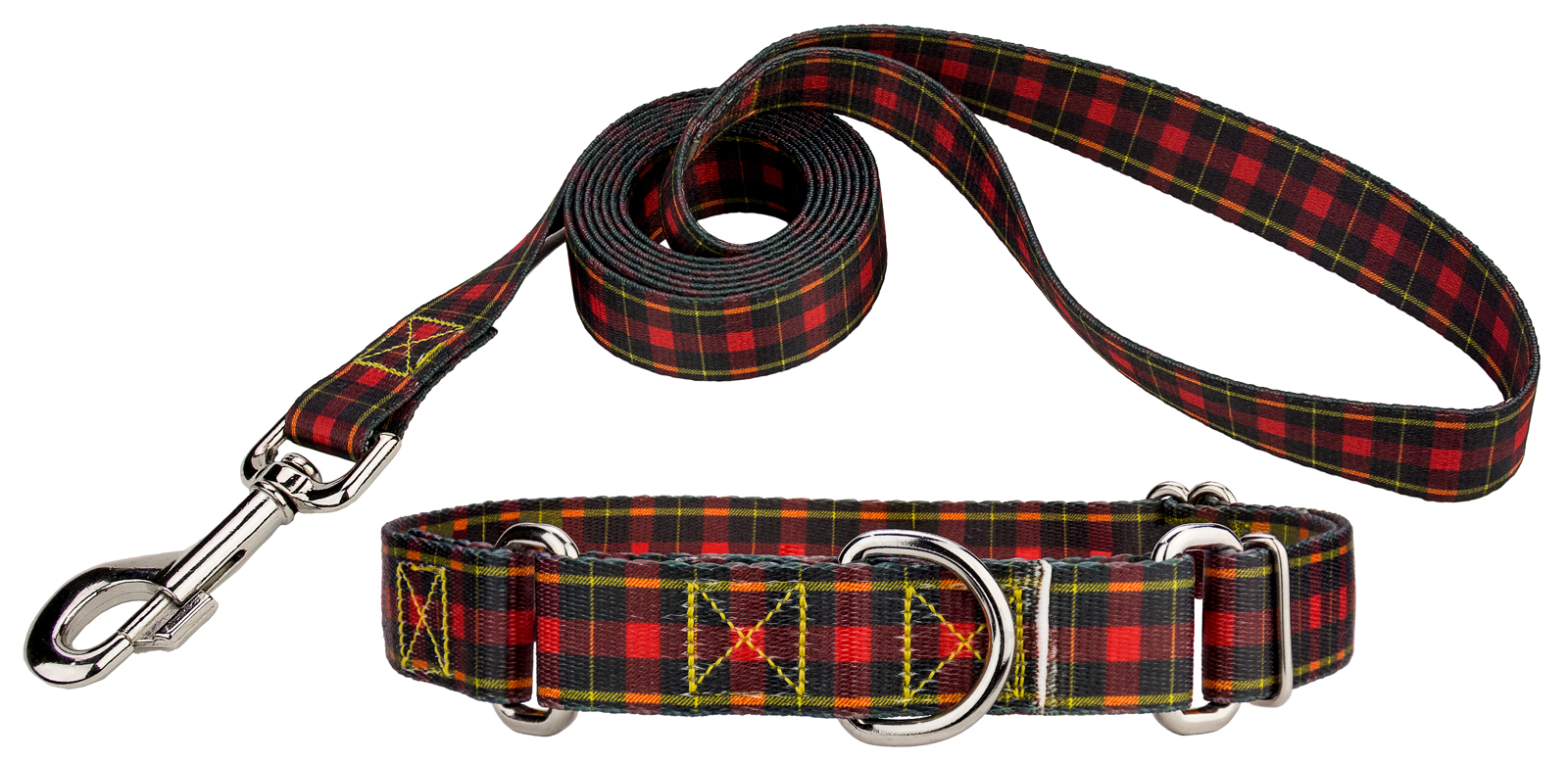 buffalo plaid dog collar and leash