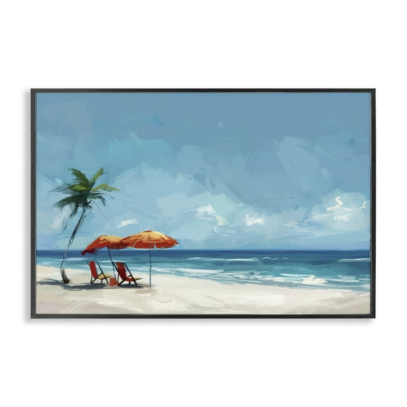 Stupell Industries Beach Chair Symphony Nautical & Beach Painting Black Framed Art Print Wall Art, 18 x 12