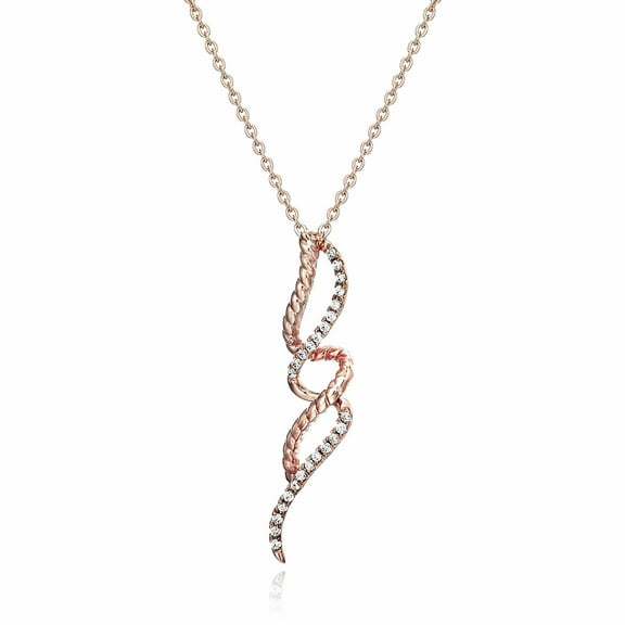 Vir Jewels 1/10 CTTW Diamond Swirl Pendant in 14K White and Rose Gold with 18 Inch Chain Female Adult