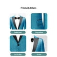 thumbnail image 4 of Men's 2-Piece Suit Set - Blue Glitter Blazer with Black Peak Lapel, Matching Pants, Bonus Bow Tie, 80% Polyester 20% Viscose, Stretch Waist, 4 of 5