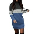 thumbnail image 2 of Topvent Women's Solid Thickened Oversize Long Sweater Dress With Patchwork Print, 2 of 5