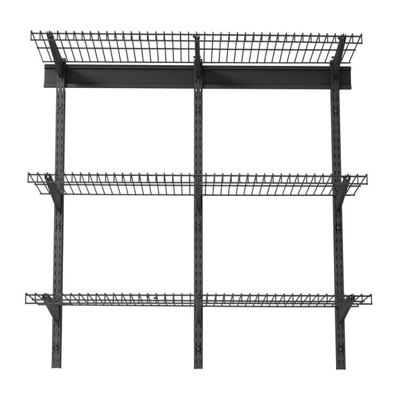 3-Tier Heavy Duty Wall Garage Shelving 11x36 Inch Steel Wall Mounted Shelving Unit 450 LBS Total Capacity Floating Storage Metal Rack for Garage Laundry Workshop Kitchen Black