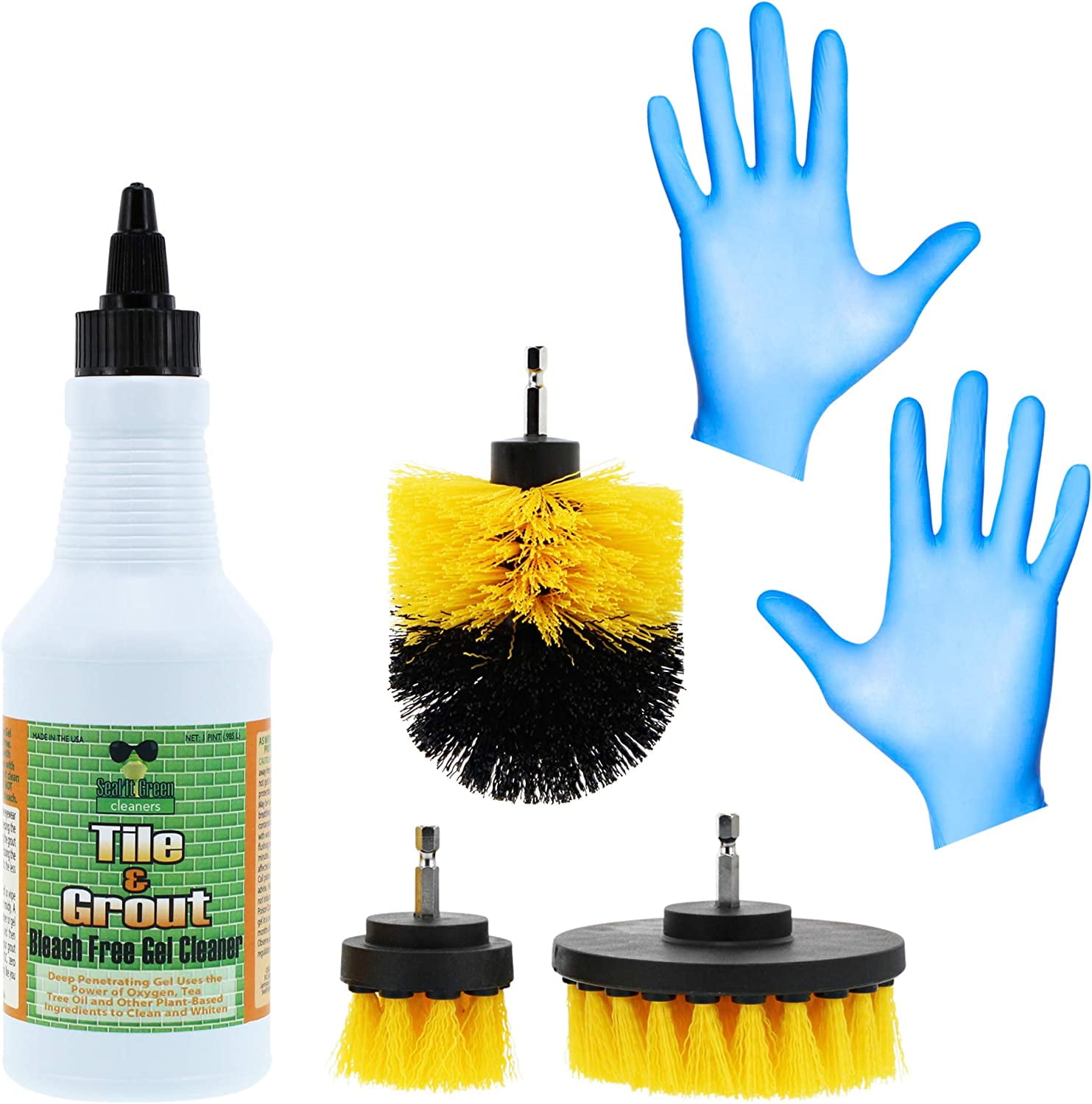 Seal It Green Tile and Grout Cleaner (16 oz. Gel Cleaner + Brush + Sealer &  Gloves)