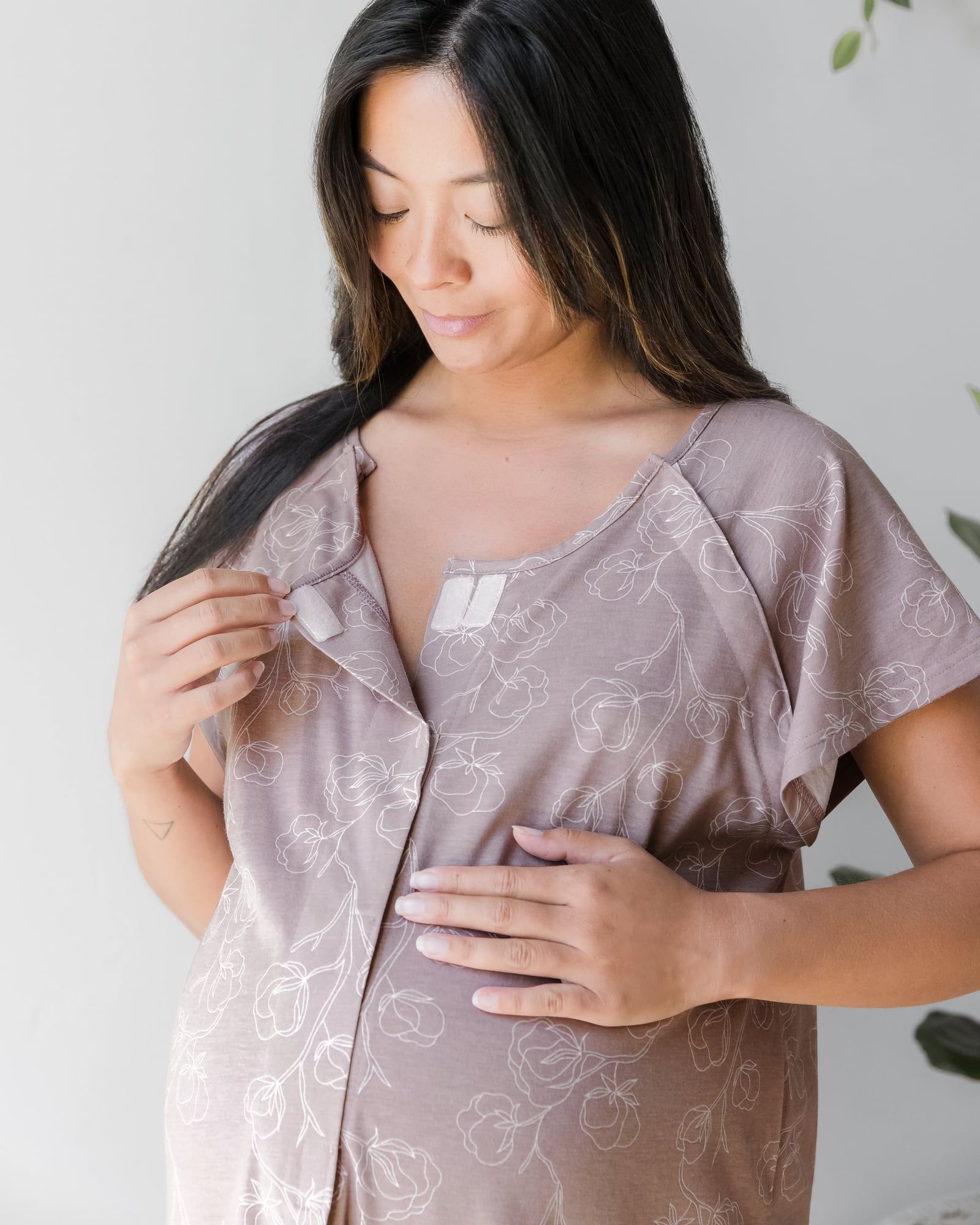 Kindred Bravely Labor and Delivery Gown, 3 in 1 Hospital Gowns for Women Labor Delivery (Lilac Bloom, S-M-L)