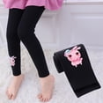 thumbnail image 2 of CUZIBR Girls Soft Stretch Slim Fit Leggings Cute Cartoon Bunny Print Knee Pattern Solid Full Length Casual Daily Playwear Lightweight Kids Bottoms,Black,8-9 Years, 2 of 7