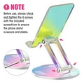 thumbnail image 4 of Tomorotec Adjustable Angle Acrylic Cell Phone Stand for Smartphones 4-7 Inch, Universal Desk Secure Grip Holder for Video Calls, Gaming, Video Watching & More, Charging Port Access Design(Iridescent), 4 of 8