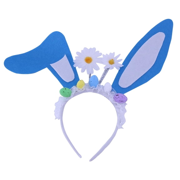 Easter Bunny Ear Headbands, Lace & Felt Rabbit Ear Hair Hoop with Daisy Accents, Multicolor Easter Decor for Kids Girls Egg Hunt Party Parade