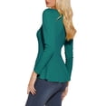 thumbnail image 4 of INSPIRE CHIC Women's Tops Long Sleeves Scoop Neck Casual Peplum Chic Shirt XS Blue Green, 4 of 8