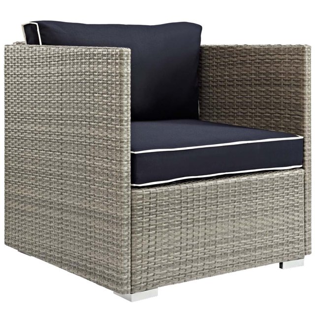 Modway Fauteuil de Patio Repose en Gris Clair et Bleu Marine