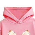 thumbnail image 5 of Pink Girls 2-Piece Outfit Set, Cotton Hoodie & Flared Jeans with Bow & Hearts, Cute Casual Play Clothes for Kids Little Kids 2-8 Years,Size 2-3 T, 5 of 8