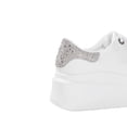 thumbnail image 3 of LUCKY STEP Fashion Chunky Faux Leather Sneakers Low Top Casual Shoes,White/Silver Rhinestone,Womens, 3 of 7
