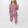 thumbnail image 2 of QNANSPI Girls Activewear Outfit Sets,Jogger Set for Kids,Children's Stripe Long Sleeve Set Long Pants Two-piece Set Girl, 2 of 4