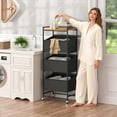 thumbnail image 2 of 3-Tier Laundry Hamper Sorter with Wheels, 120L Vertical Rolling Laundry Basket Organizer Cart, 3 Section Laundry Sorter with Shelf for Small Space, Laundry Room, Bathroom, Bedroom, Dorm, Closet, 2 of 7