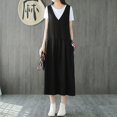 thumbnail image 1 of Vestido sin mangas de mujer vintage, vestido holgado suelto de verano con cuello en V Romacci Vestido, 1 of 7