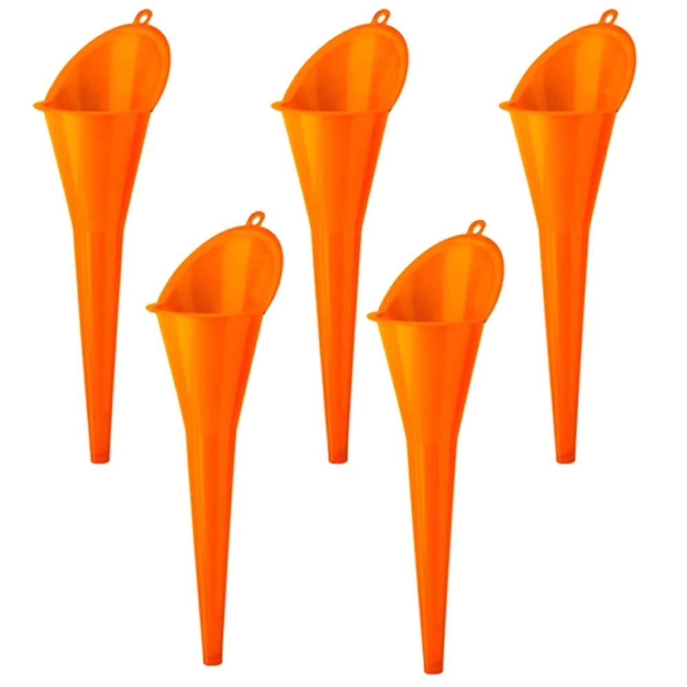 5 Pack MultiFunction Plastic Long Neck Oil Funnel, MultiPurpose Long