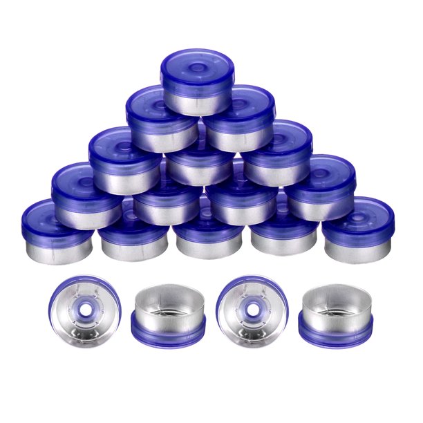 Uxcell Tapas de Flip Off de 13 mm 200PCS Sellos Sin Bisel Tapas de Flip Off para Frascos de Vidrio Botellas Liofilizadas, Púrpura/Plata Mate