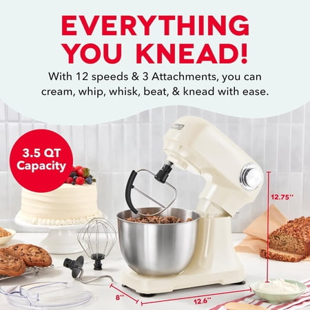 3.5QT Tilt- Stand Mixer - Electric Stand Mixer with Stainless Steel Bowl and Splash Guard For Baking - , 3.5-Quart