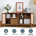 thumbnail image 5 of YOCWO Walnut Rattan Cabinets with Doors, Sideboard Buffet Cabinet for Living Room Entryway Kitchen, 5 of 6