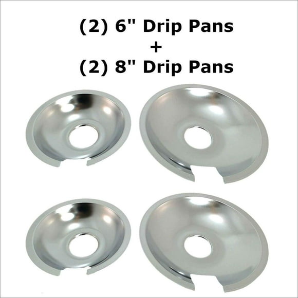Kitchen Basics 101 Set of 4 Range Cooktop Drip Pan Replacement for Jenn Air (2) 715877 & (2) 715878