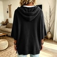 thumbnail image 5 of Womens Solid Hoodies 3/4 Sleeves Drawstring Loose Knit Pullover Sweater, 5 of 5