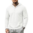 thumbnail image 3 of MiYuan Mens Henley Hoodies Textured Knit Pullover Casual Long Sleeve Knit Hooded Sweatshirt with Kangaroo Pocket, 3 of 7