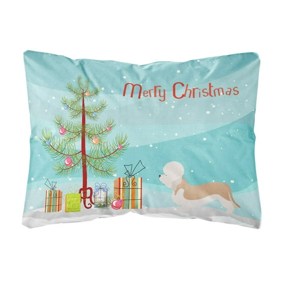 Carolines Treasures BB8474PW1216 Dandie Dinmont Terrier Christmas Canvas Fabric Decorative Pillow, 12H x16W, multicolor