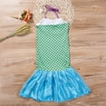 thumbnail image 6 of Little Girls Mermaid Cospaly Dress Hanging Neck Bowknot Fish Tail Mesh Ruffle Hem Dress Fish Scale Pattern, 6 of 8