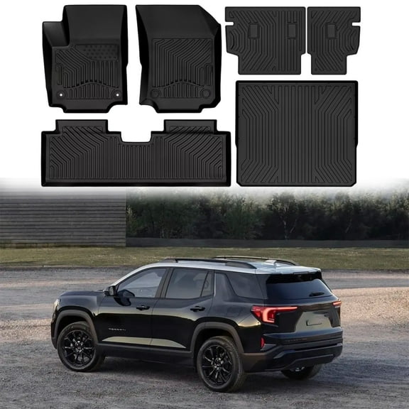 WRWolf Floor Mats Fit for 2018-2024 GMC Terrain/Chevy Equinox (Not fit EV Models) Custom Fit TPE All Weather Front & 2nd &Trunk Mat Full Set Floor Liners