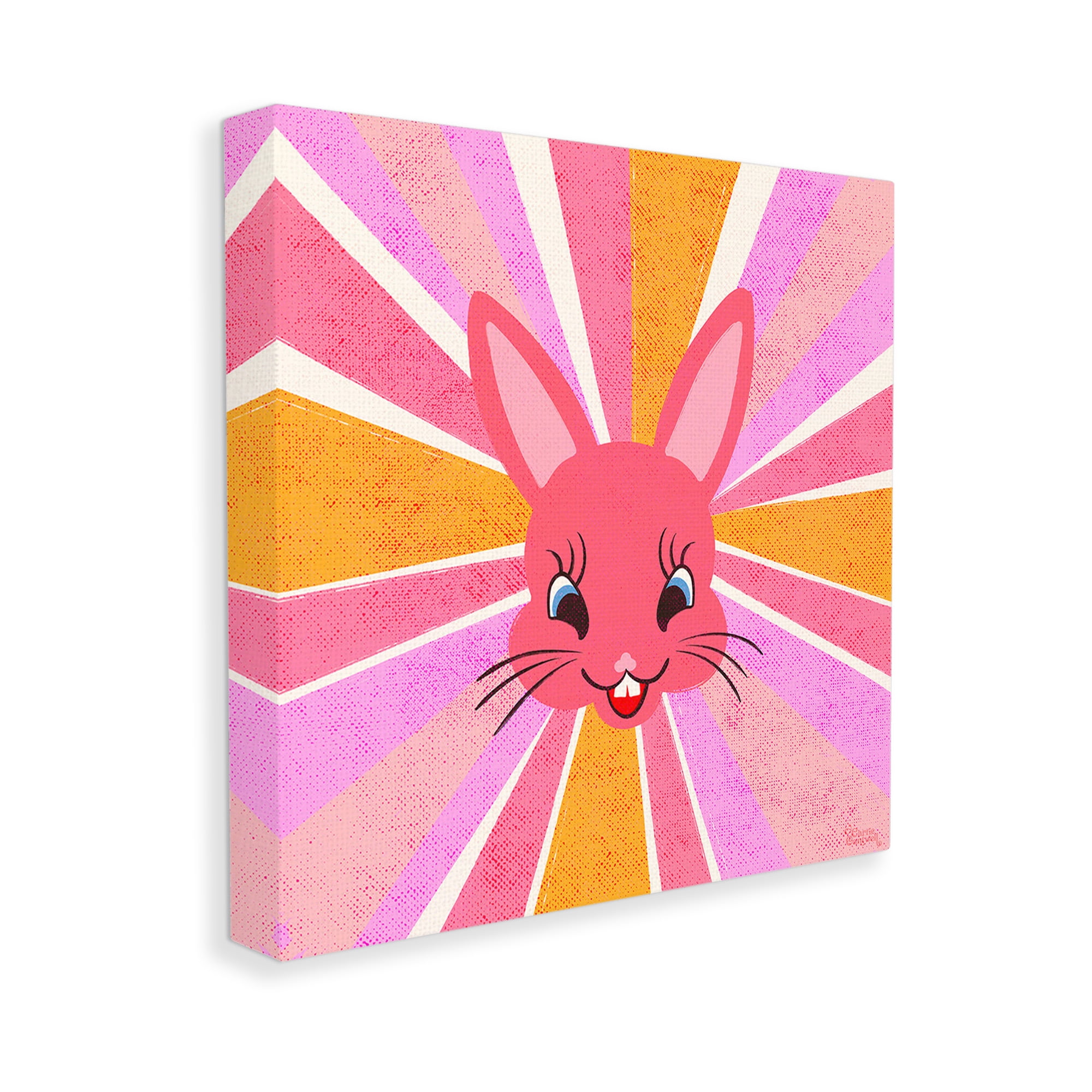 Stupell Industries Happy Bunny Sunburst Animals & Insects Painting Gallery Wrapped Canvas Art Print Wall Art, 17 x 17