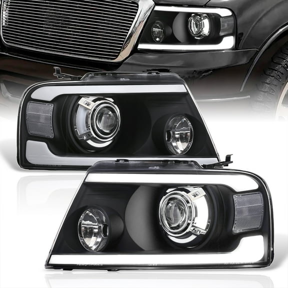 AJP Distributors Black Housing LED DRL Projector Head Lights Driving Bumper Signal Lamps Assembly Pair Set Compatible/Replacement For Ford F150 Lincoln Mark LT 2004 2005 2006 2007 2008 04 05 06 07 08