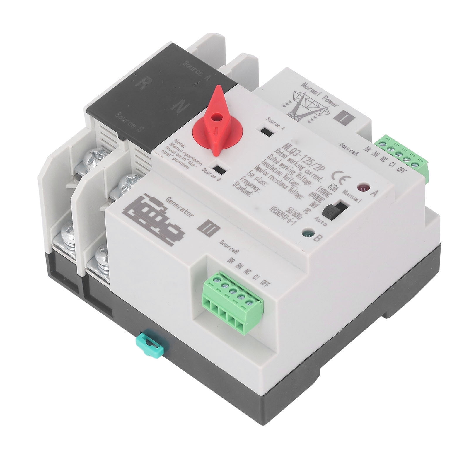 Transfer Changeover Switch, 2P AC110V Dual Power Automatic