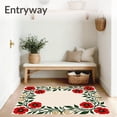 thumbnail image 3 of ODIKA 8'x10' Machine Washable Non-Slip Area Rug, Art Nouveau Poppy Motif with Flowing Botanical Vines High Traffic Rug, Red, 677645, 3 of 7