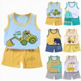 thumbnail image 4 of UAYOTSE Toddler Boys Baby Children's Cartoon Printed Vest Set Boys' Shorts Summer Cotton Girls' Summer Clothes Two Piece Set,Sizes 6-12 Months, 4 of 4