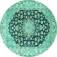 thumbnail image 1 of Ahgly Company Machine Washable Indoor Round Persian Turquoise Blue Traditional Area Rugs, 7' Round, 1 of 4