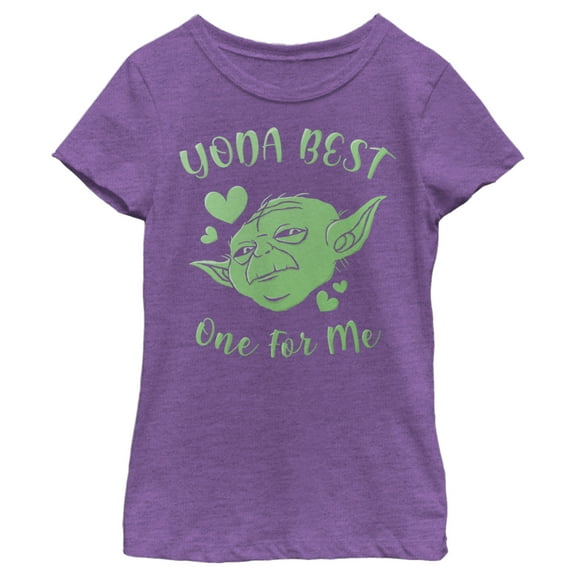 Girl's Star Wars Valentine's Day Yoda Best One for Me  Graphic Tee Purple Berry Medium