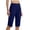 Blue, variant on Womens Capri Pants Loose Casual Summer Workout Bottoms High Waist Straight Leg Pockets Yoga Trouser