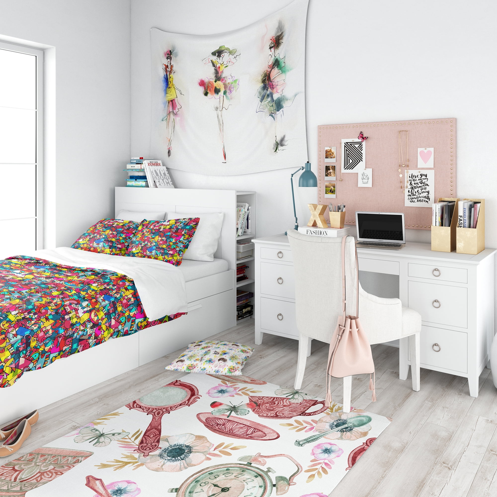 Designart 'Abstract Geometric Background with Monsters' Teen Duvet Cover Set